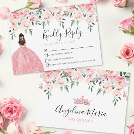 Placa RSVP de Quinceanera Rosa Blush