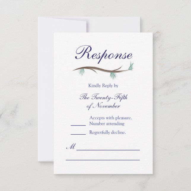 Placa RSVP de Ramais Românticos de Árvore de Neve  (Frente)