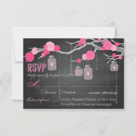 Placa RSVP de Ramificações de Rosas de Chalkboard