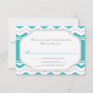 Placa RSVP de Recepção de casamento Turquoise Chev