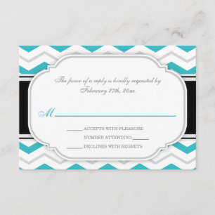 Placa RSVP de Recepção de casamento Turquoise Chev