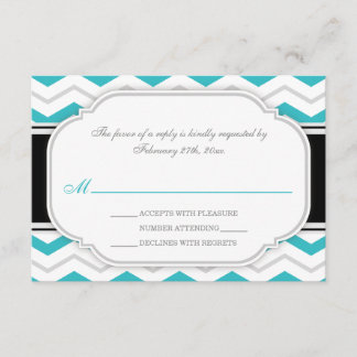 Placa RSVP de Recepção de casamento Turquoise Chev