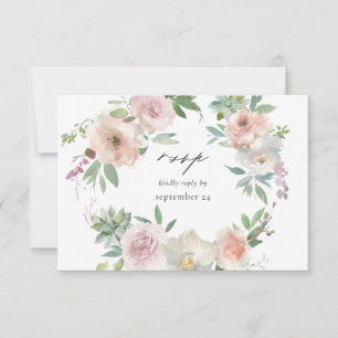Placa RSVP de Refeição - Floral e Suculta Cor-de