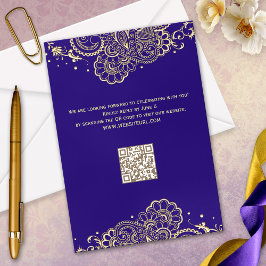 Placa RSVP de rendas Douradas Elegante Henna Lace
