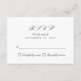 Placa RSVP de Resposta Branca Elegante Chic Limpa