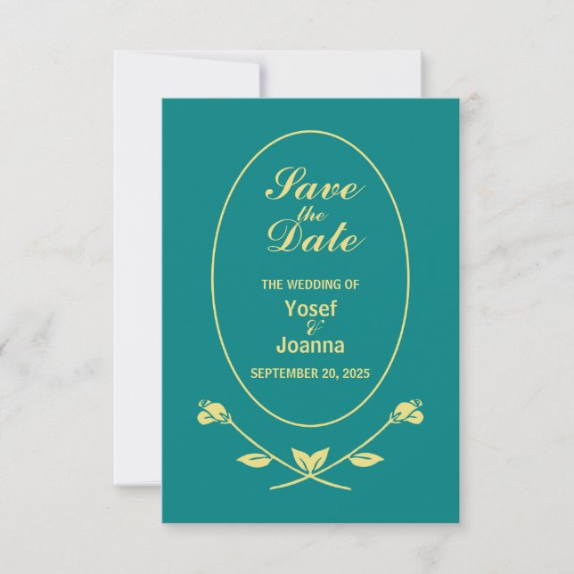 Placa RSVP de Resposta de Casamento de Rosa Teal (Frente)