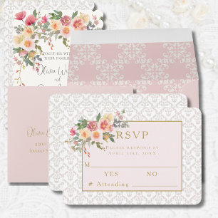 Placa RSVP de Resposta de Casamento Floral de prim
