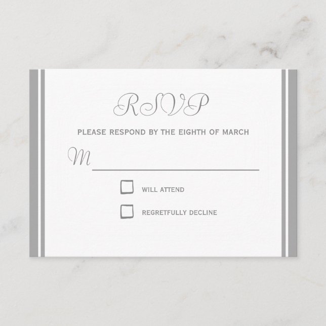 Placa RSVP de Resposta de Cinza Pálida (Frente)