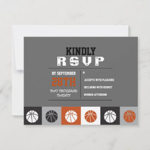 Placa RSVP de Resposta do Bar BASKETBALL Mitzvah l