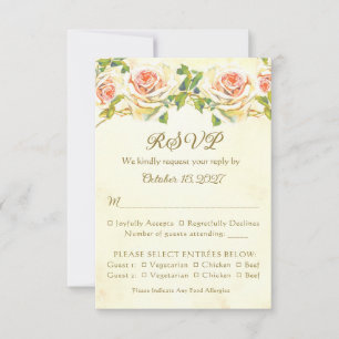 Placa RSVP de Rosa 3.5 x 5 antiga