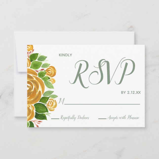 Placa RSVP de Rosa Dourada (Frente)