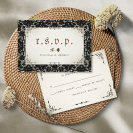 Placa RSVP de Rosa vermelha de sangue Gótica Lace