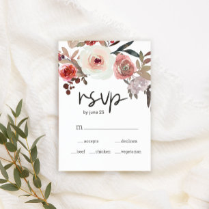 Placa RSVP de Rosas Florais Red Blush