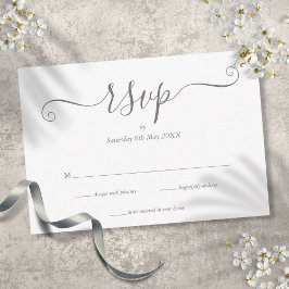 Placa RSVP de Script de Assinatura Elegante Silver