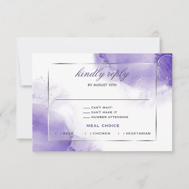 Placa RSVP de Script Purple Ameyst (Frente)