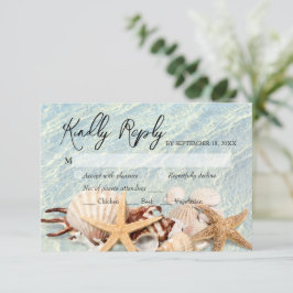 Placa RSVP de Seashell de Praia do Oceano Tropical