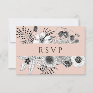 Placa RSVP de Seleção de Alimento Floral Cor-de-