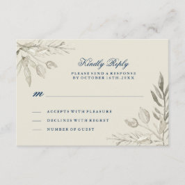 Placa RSVP de Silver de Aquarela e Marinho