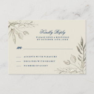 Placa RSVP de Silver de Aquarela e Marinho