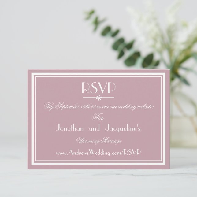 Placa RSVP de Site de Casamento Chic Simples (Em pé/Frente)