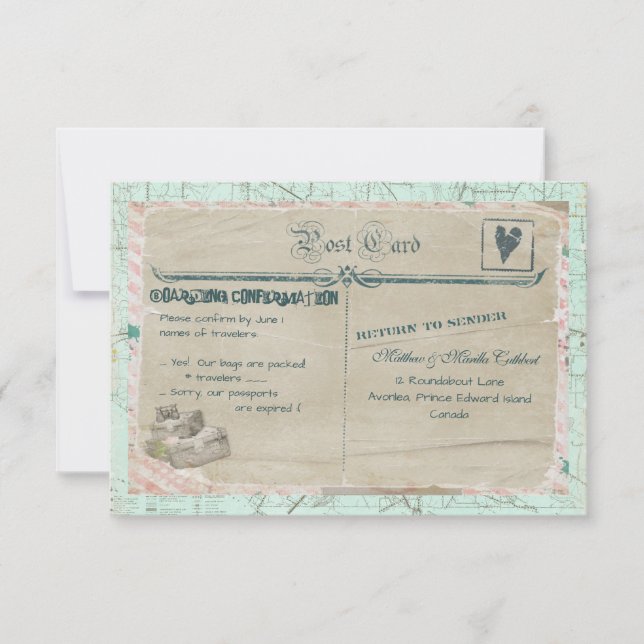 Placa RSVP de Viagem de Suitcases (Frente)