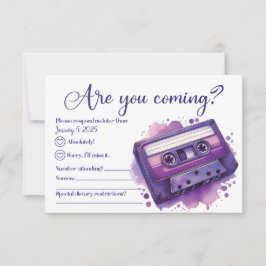 Placa RSVP de Vintage Retro Purple de Fita Cassete