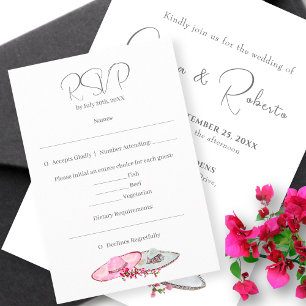 Placa RSVP De Vintagem Floral Rosa De Casamento Me