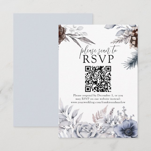 Placa RSVP de Website do Cone QR do casamento no i (Frente/Verso)