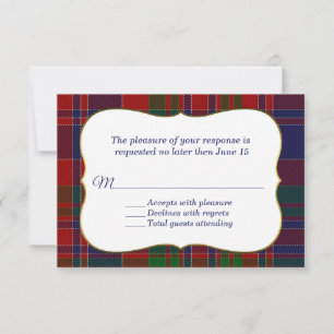 Placa RSVP de Xadrez Elegante MacDonald Tartan