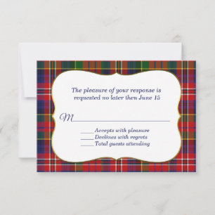 Placa RSVP de Xadrez MacPherson Tartan Elegante