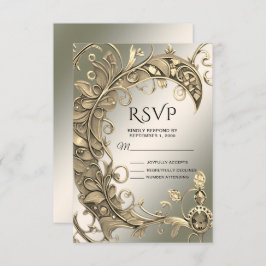 Placa RSVP Decorativa Dourada Elegante