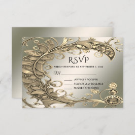 Placa RSVP Decorativa Dourada Elegante