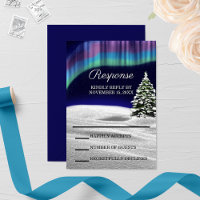 Placa RSVP do Casamento no inverno Luzes do norte