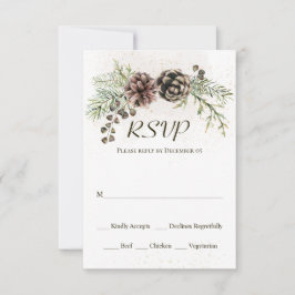 Placa RSVP do Casamento no inverno Pine Cones Gree
