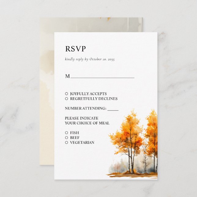 Placa RSVP do casamento outono (Frente/Verso)