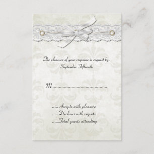 Placa RSVP do Casamento tema damasco de Marfim