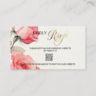 Placa RSVP do Convite de casamento Roses Rosa