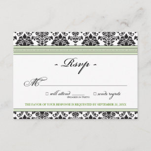 Placa RSVP do Damask Elegante (sage)