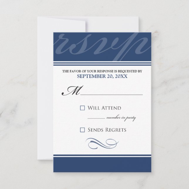 Placa RSVP do Designer Simples (marinho azul) (Frente)