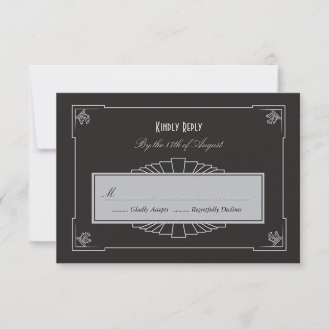 Placa RSVP do Estilo Art Deco (Prata) (Frente)