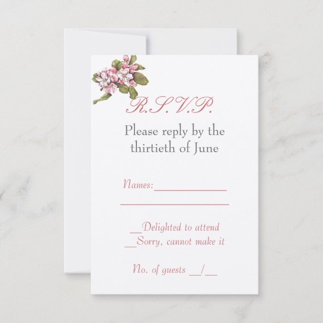 Placa RSVP do Flor da Apple Vintage (Frente)