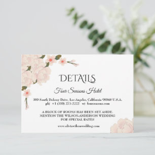 Placa RSVP do Gabinete de Detalhes do Casamento Fl