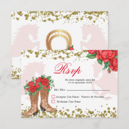 Placa RSVP do Rosa vermelha Mis Quince
