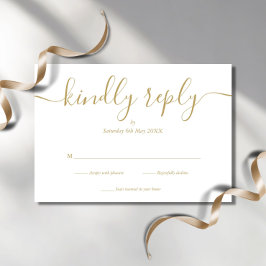 Placa RSVP Dourada de Script Elegante Simples