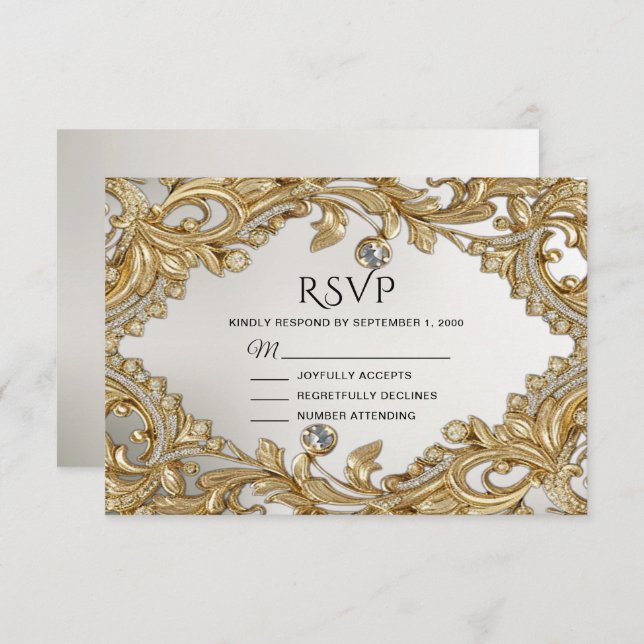 Placa RSVP Dourada decorativa (Frente/Verso)