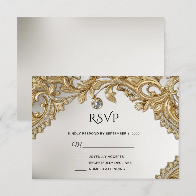 Placa RSVP Dourada decorativa (Frente/Verso)