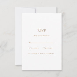 Placa RSVP Dourada e Branca de Script Elegante