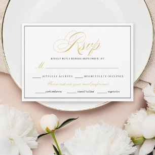 Placa RSVP Dourada Elegante com borda preta em bra