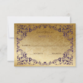 Placa RSVP Dourada Elegante Vintage
