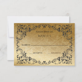 Placa RSVP Dourada Elegante Vintage Black